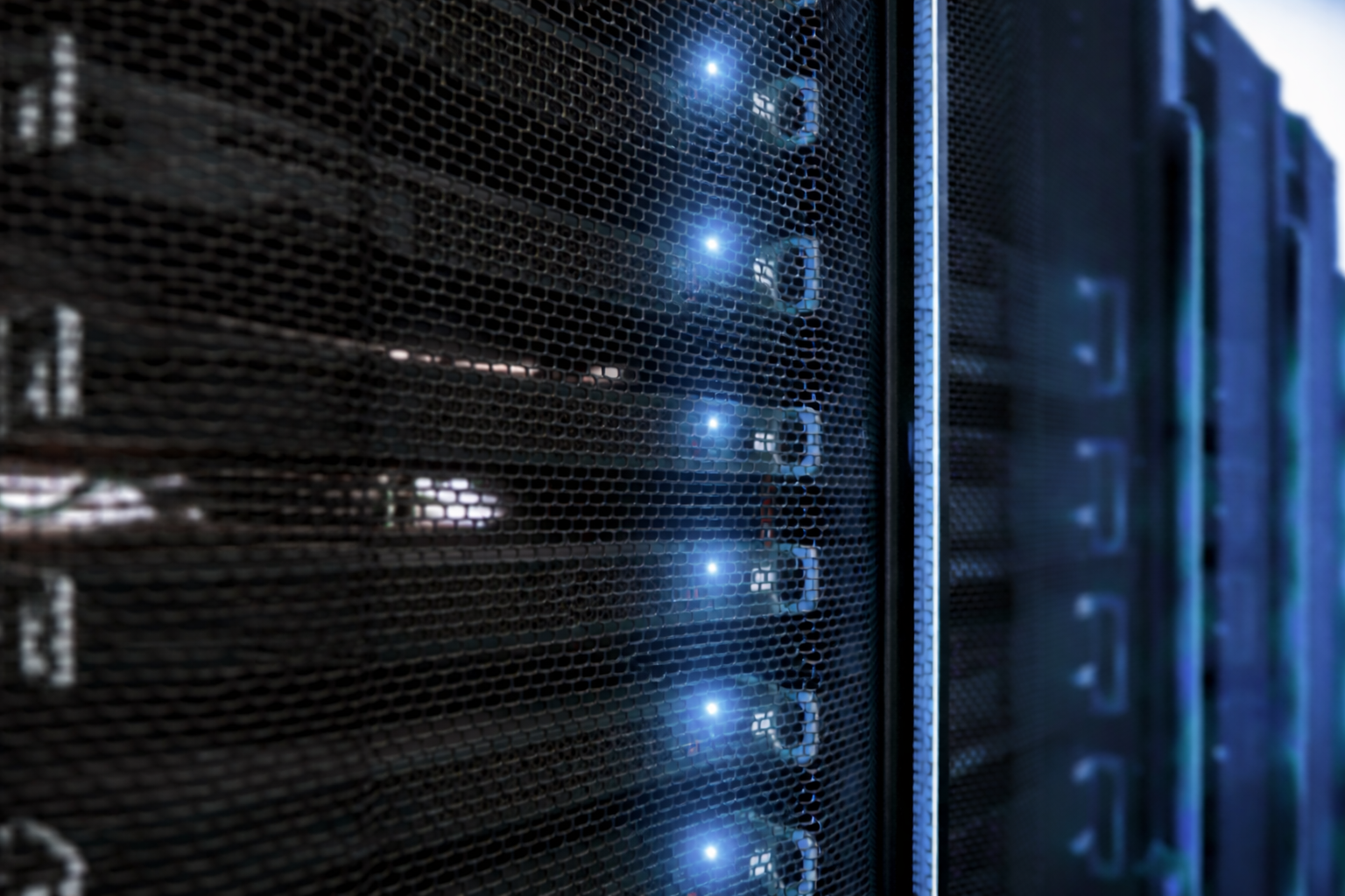 Blue lights in server racks
